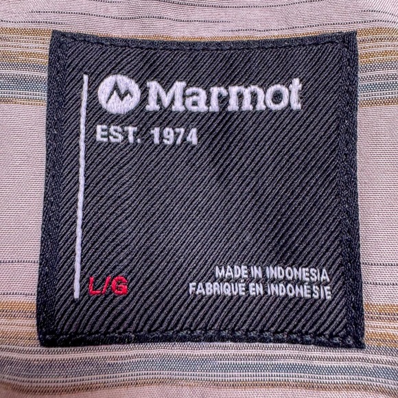 Marmot Shirt Mens Large Beige Tan Striped Button Up Short Sleeve Outdoor N41910‎ - Picture 7 of 13